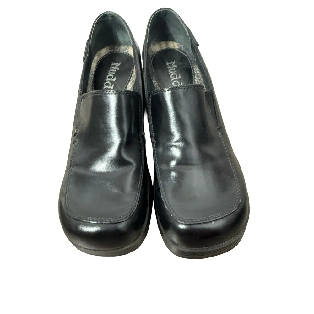 Vintage 90's Y2K MUDD Black Chunky Heel‎ Platform Loafers Shoes Size 6.5